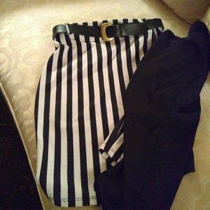 Hot Gal Stripe Pencil Skirt